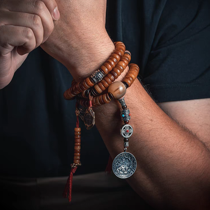 Red Protection Knot | Yak Bone 108 Mala