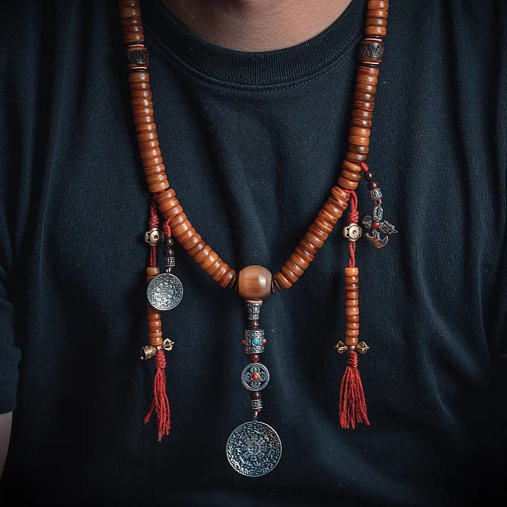 Red Protection Knot | Yak Bone 108 Mala