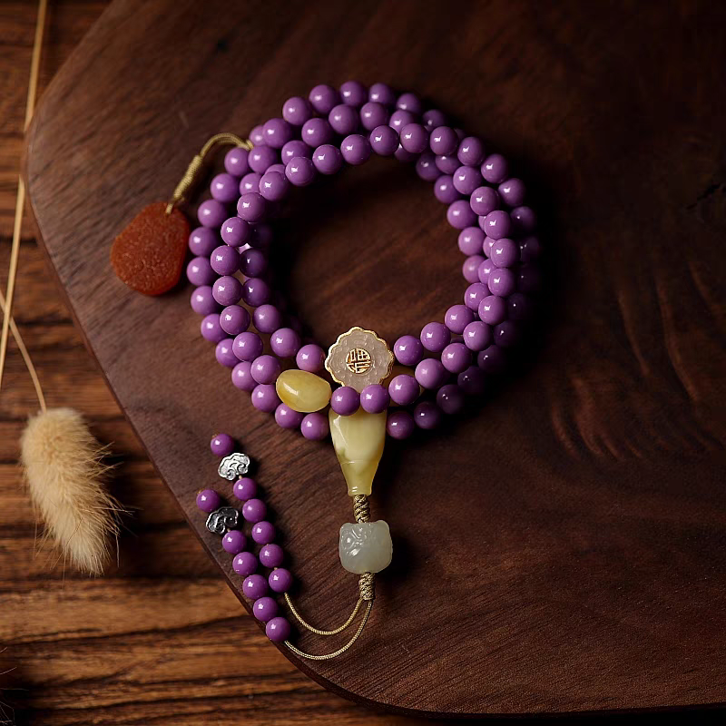 Spring Blossom Purple Mica 108 Mala Beads