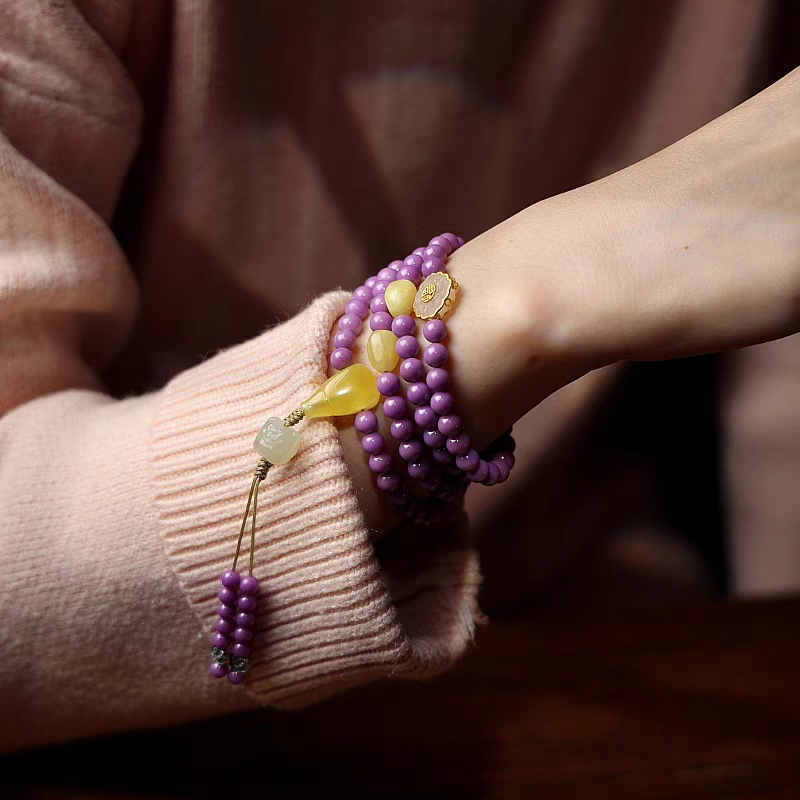 Spring Blossom Purple Mica 108 Mala Beads