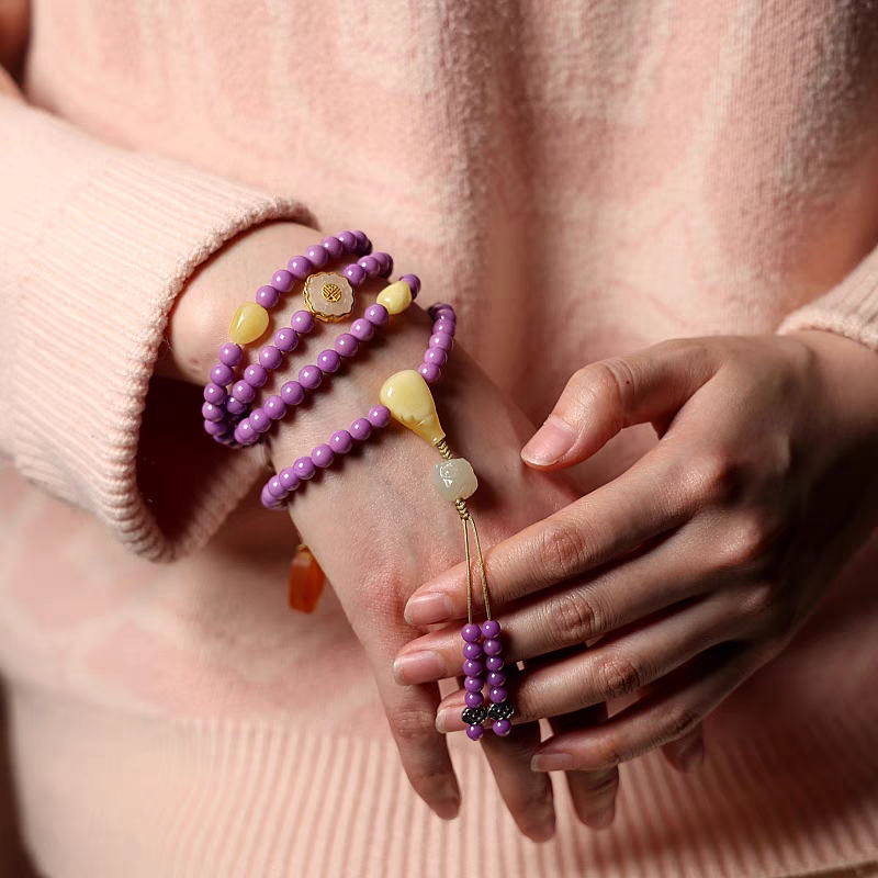 Spring Blossom Purple Mica 108 Mala Beads