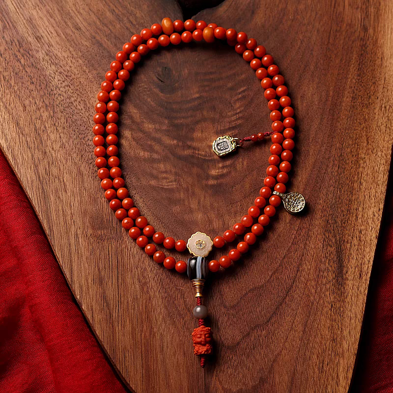 The Path of Buddha 108 Mala- South Red Agate Beads