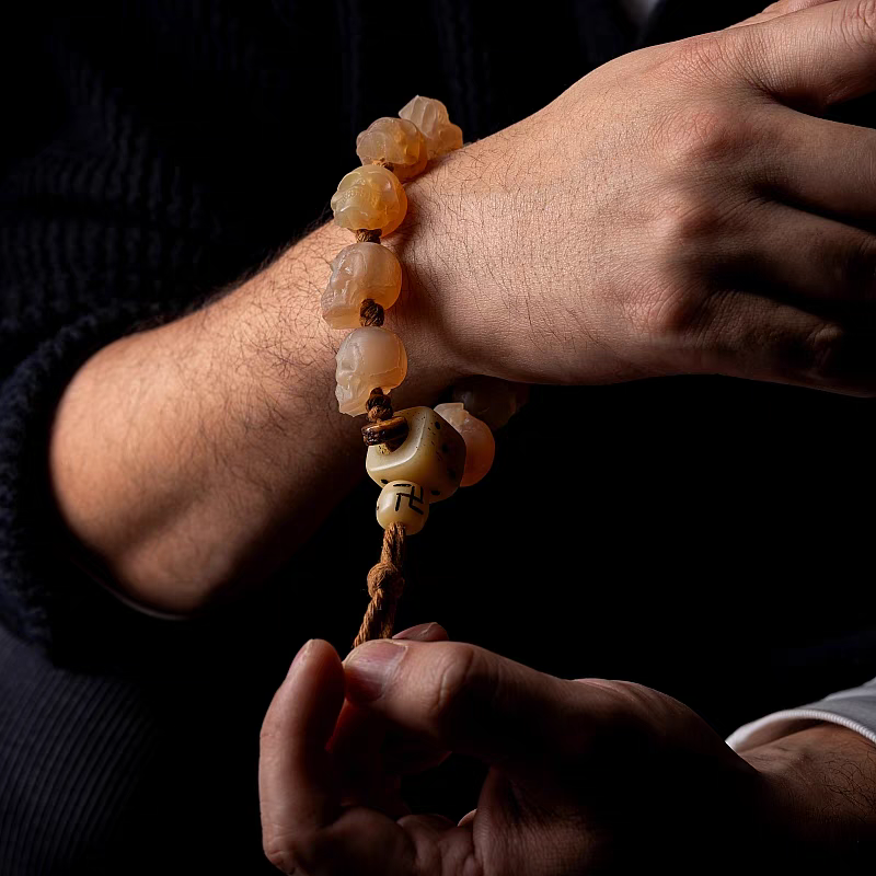 Kapala Skull Bracelet | Tibetan Yak Bone & Horn