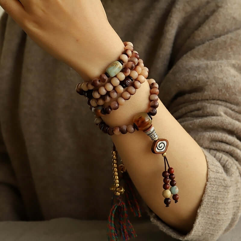 Chanting mantras- 108 Mala Beads -Natural Camel Bone