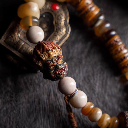 mahakala pendant with yak bone mala 