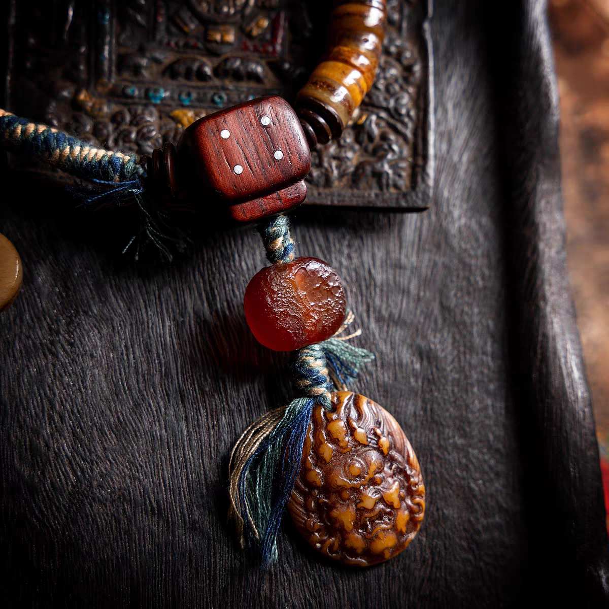 yak bone mahakala pendant