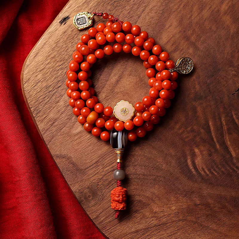 The Path of Buddha 108 Mala- South Red Agate Beads