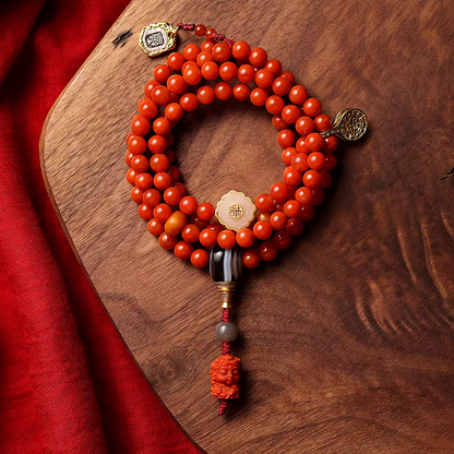 The Path of Buddha 108 Mala- South Red Agate Beads