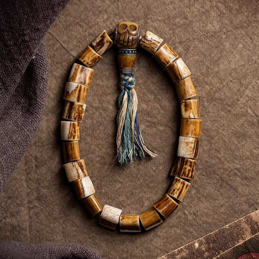 Sky's Embrace- Yak Bone Mala with Kapala