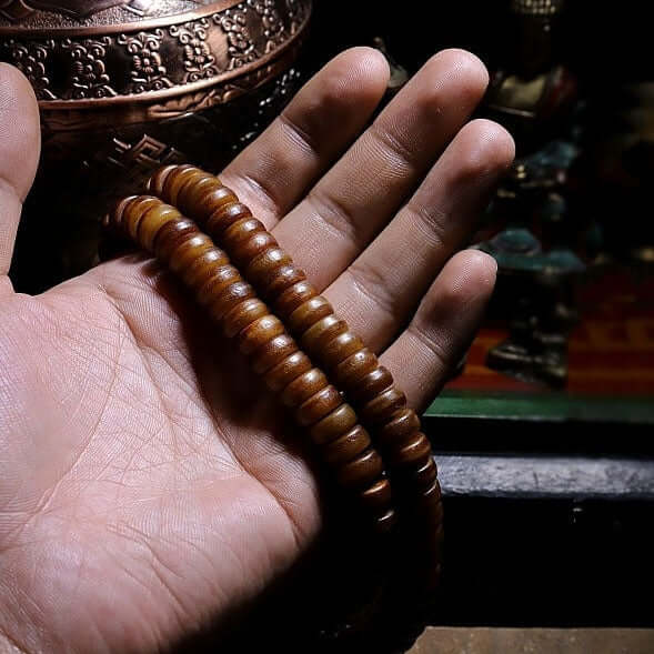 Impermanence-108 Mala Beads- Tibetan Agate Yak Bone