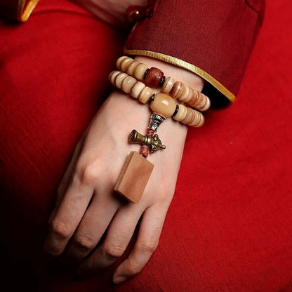 Wrist Wear Dorje and Bell Wrist Mala Camel Bone