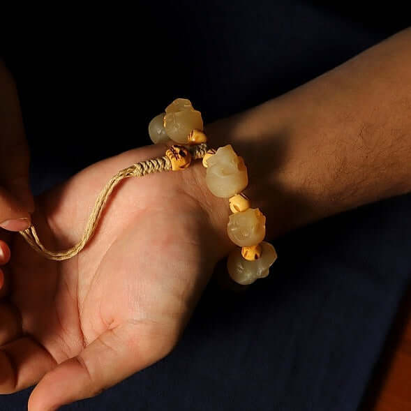 Tibetan Kapala Wrist Mala Yak Horn