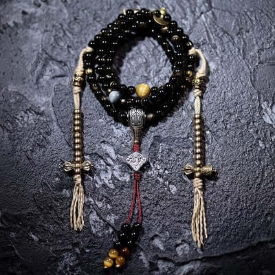 Simple Jambhala Golden Obsidian -108 Mala Beads Counters