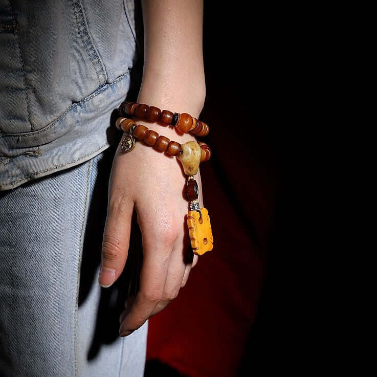 Invoking blessings-Yak Bone Mala Beads