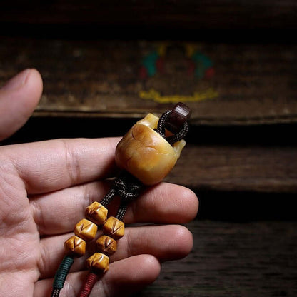 Handcraft back of Kapala Pendant Yak Bone