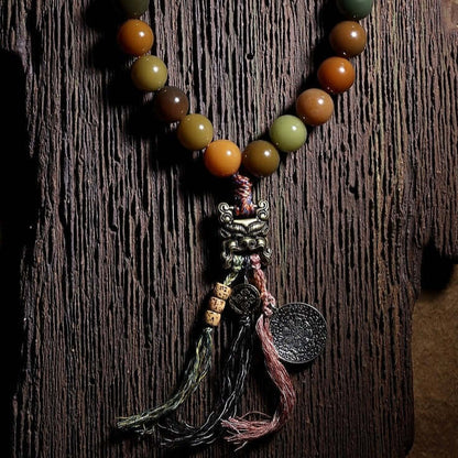 Yama Pendant Old Bodhi Seed Root with Tassel