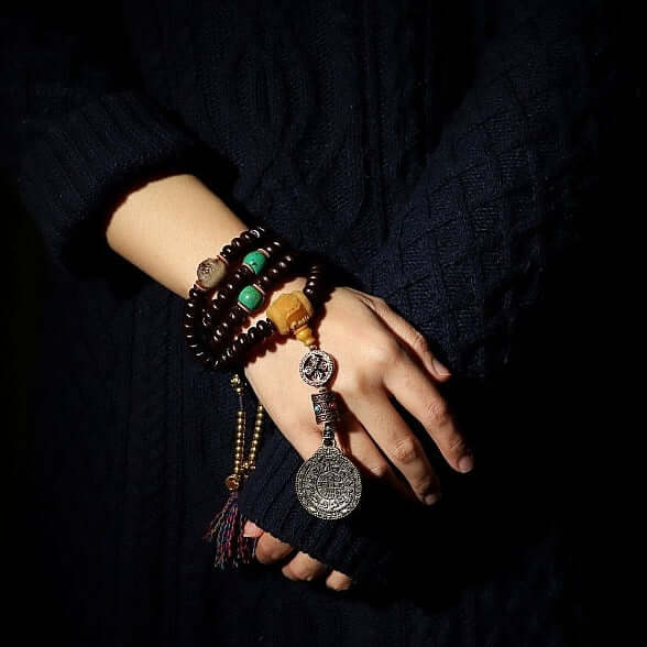Wrist Wear 108 Mala Beads-Palm Seed Beads Turquoise