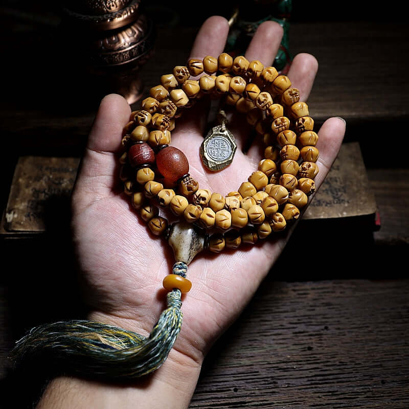 Size Kapala 108 Mala Beads Yak bone