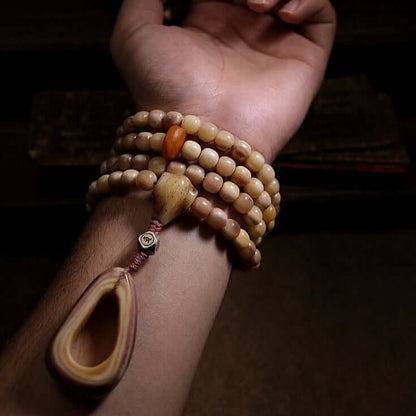 Wrist Wear 108 Mala Beads Natural Camel Bone
