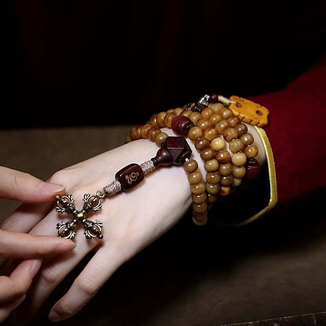 Tibetan Astrology Sign- 108 Mala Beads - Double Vajra