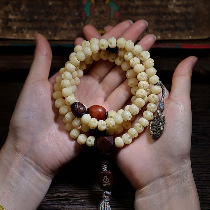 White Kapala - 108 Mala Beads