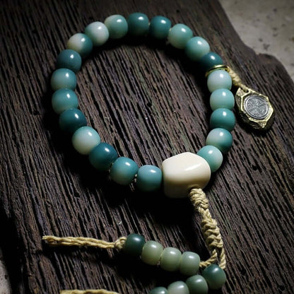 Meditation Natural Green Bodhi Root Wrist Mala
