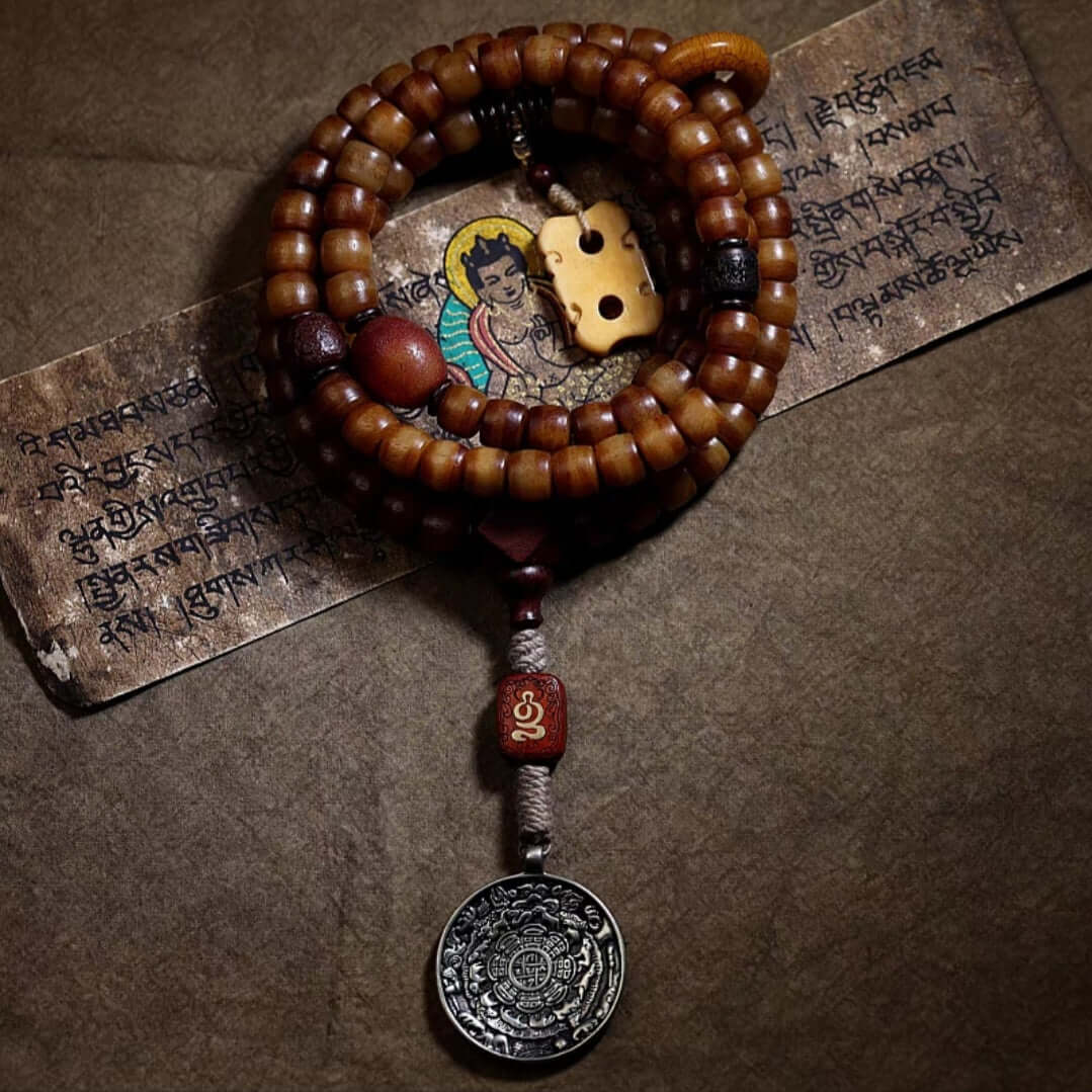 Tibetan Astrology Sign- 108 Mala Beads - Double Vajra