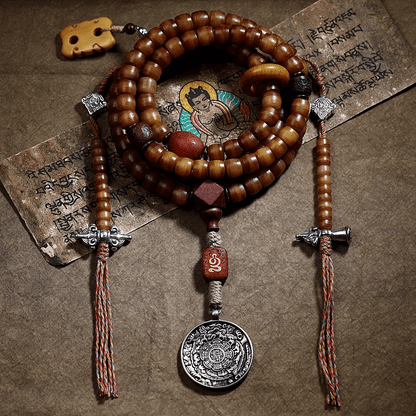 Tibetan Astrology Sign- 108 Mala Beads - Double Vajra