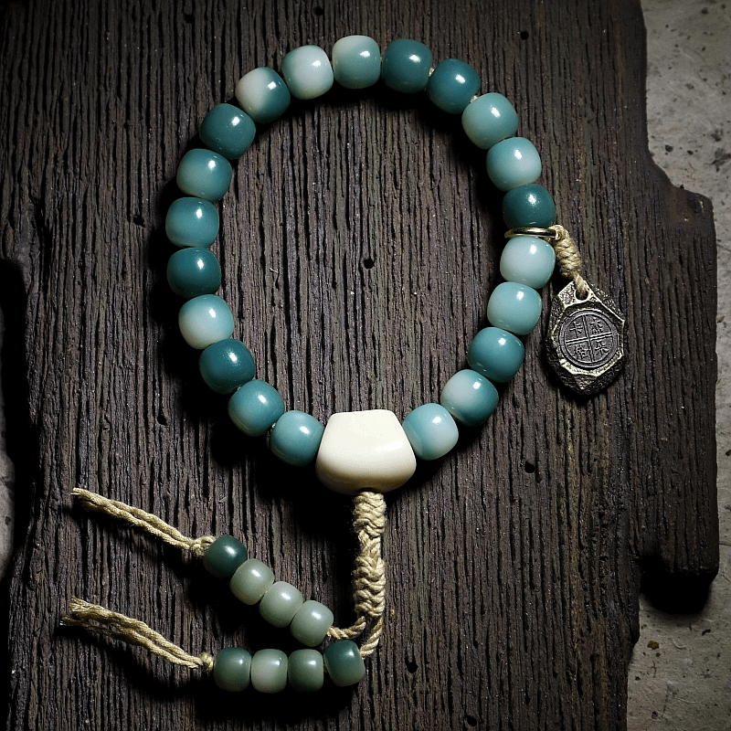 Meditation Natural Green Bodhi Root Wrist Mala