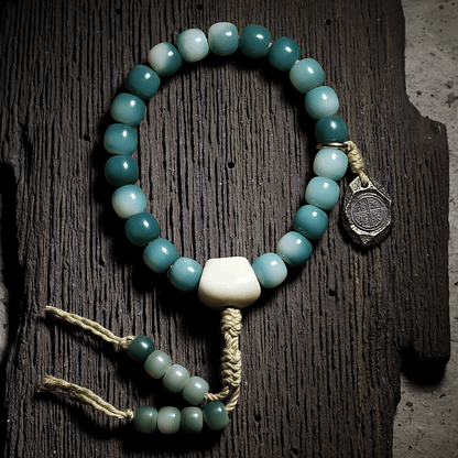 Meditation Natural Green Bodhi Root Wrist Mala
