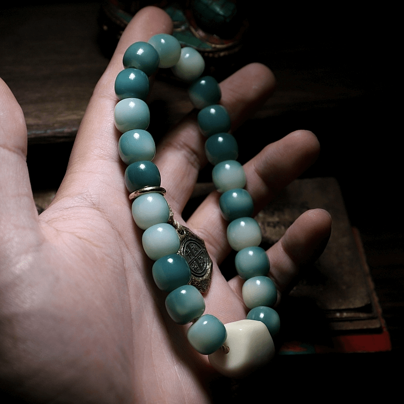 Meditation Natural Green Bodhi Root Wrist Mala