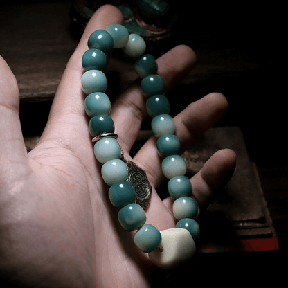 Meditation Natural Green Bodhi Root Wrist Mala