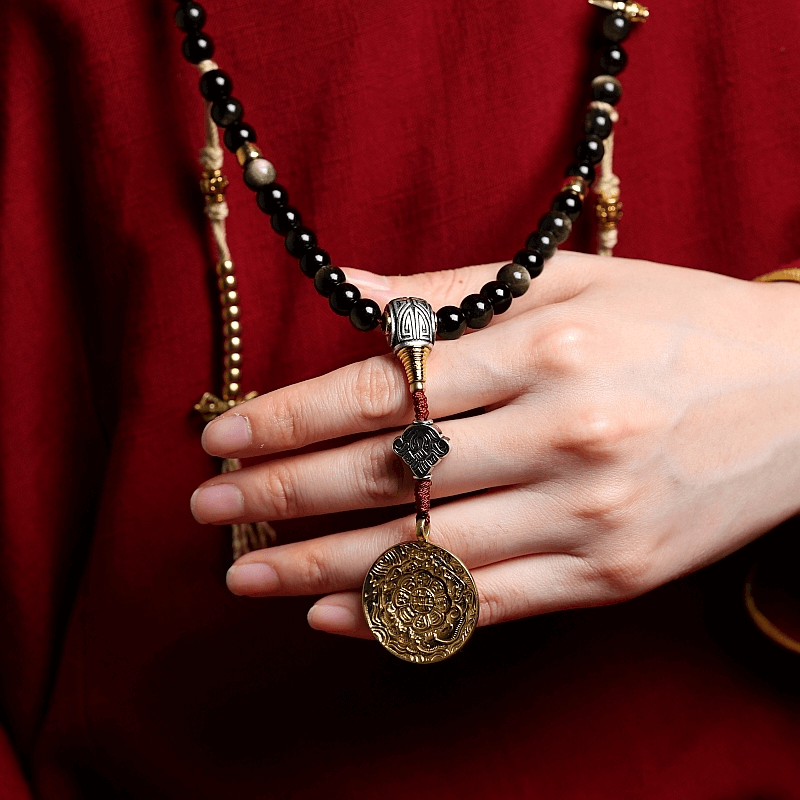 Necklace Wear Jambhala Golden Obsidian -108 Mala Beads