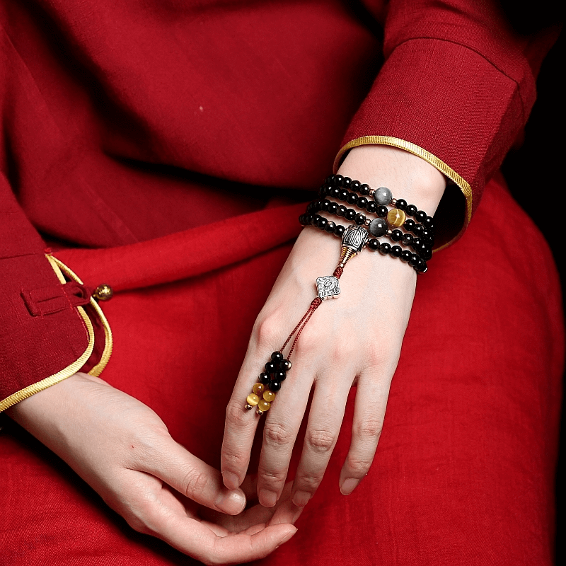 Wrist Wear Jambhala Golden Obsidian -108 Mala Beads