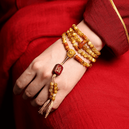Jambhala- Golden Tiger's Eye Stone- 108 Mala Beads
