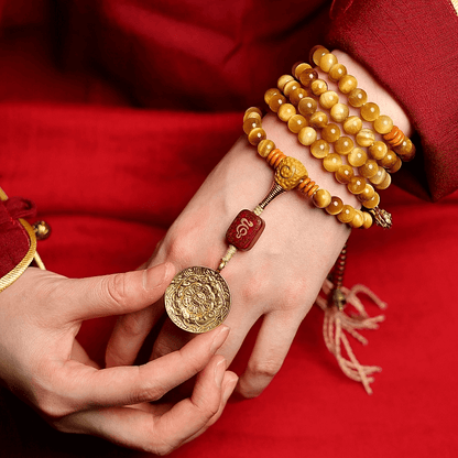 Wrist Wear Jambhala- Golden Tiger's Eye Stone- 108 Mala Beads