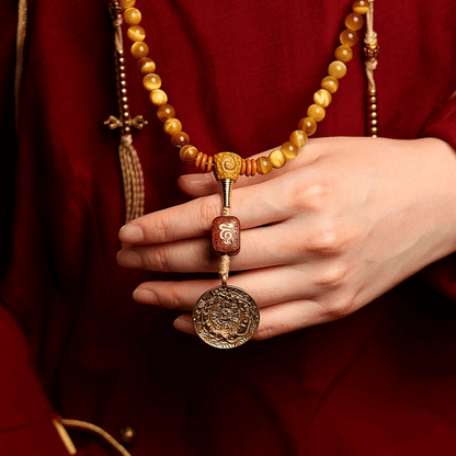 Necklace Wear Jambhala- Golden Tiger's Eye Stone- 108 Mala Beads