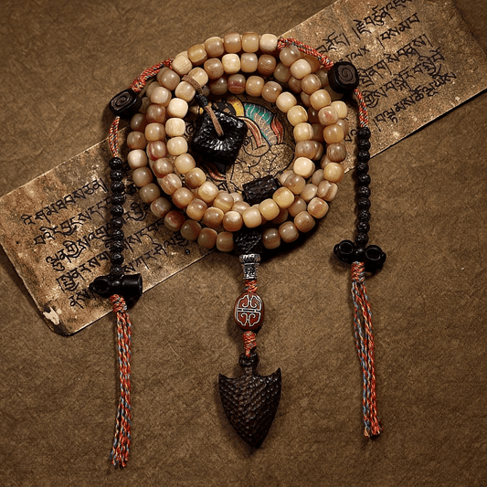 Natural 108 Mala Beads- Tibetan Ebony Amulet