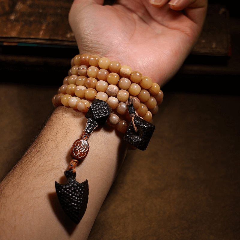 Natural 108 Mala Beads- Tibetan Ebony Amulet