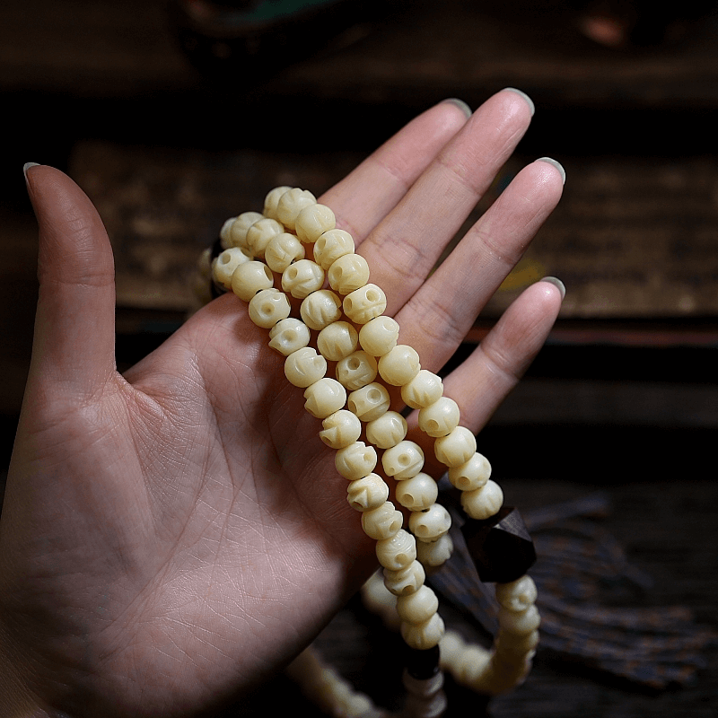 White Kapala - 108 Mala Beads