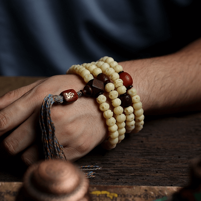White Kapala - 108 Mala Beads