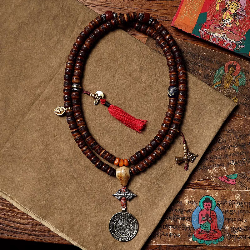 Tibetan Astrology 108 Mala Beads - Old Yak Bone