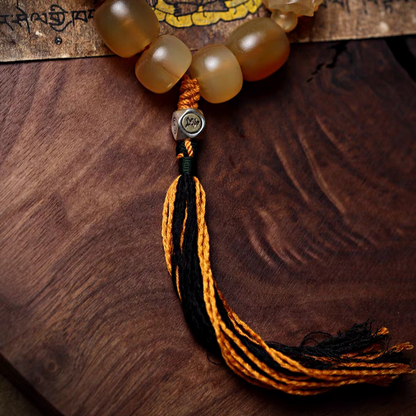 Handcrafted Tibetan Yak Horn Mala with Kapala Charm